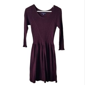 American Eagle Outfitters Y2K Ribbed Knit Sweater Dress Size S Wine/Plum Color